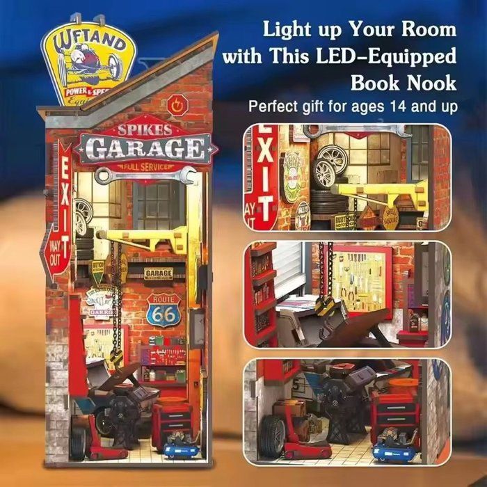 Book Nook - Kit DIY a construire Maquette 3D Serre Livre - Garage vintage Nookland - 10 x 19 x 29 cm