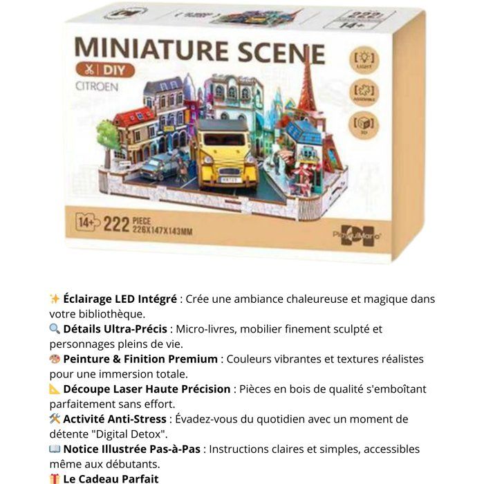 Book Nook - Kit DIY a construire Maquette 3D Serre Livre - Paysage Parisien Nookland - 25 x 21 x 25 cm