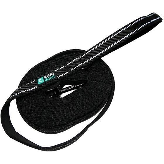 Longe pour chien - CANI GEAR - 5 m - Néoprene souple avec poignée - Noir