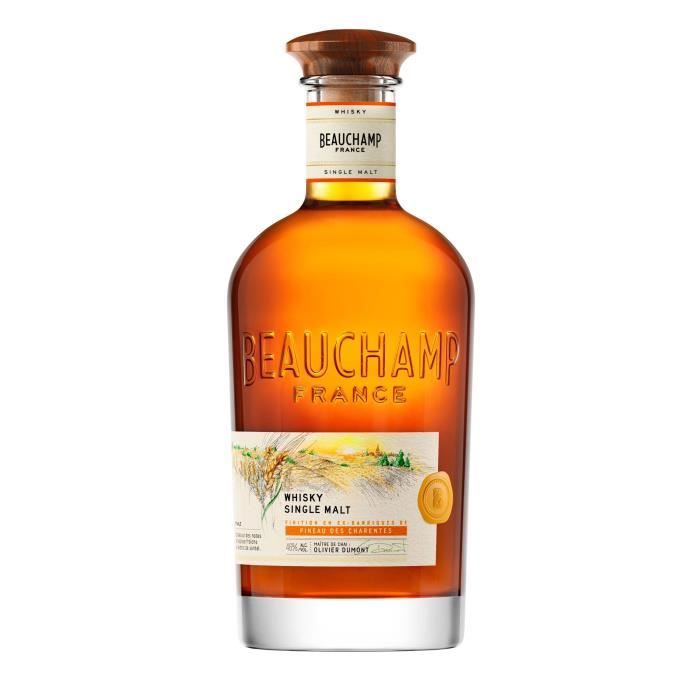 BEAUCHAMP - Whisky Single Malt - Whisky Français Beauchamp - Origine : 100 % France - 46 % Alcool - Bouteille 70 cl