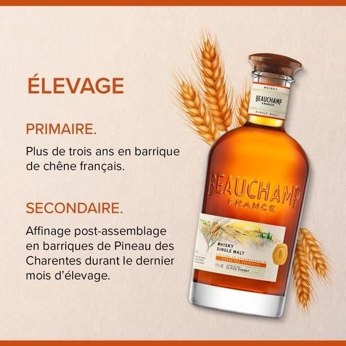 BEAUCHAMP - Whisky Single Malt - Whisky Français Beauchamp - Origine : 100 % France - 46 % Alcool - Bouteille 70 cl