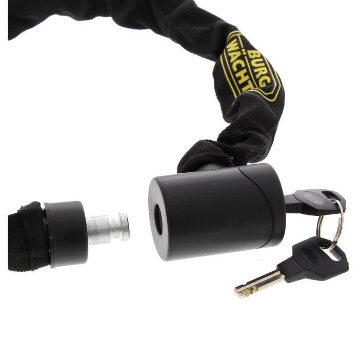 Antivol vÈlo chaÓne - BURG WACHTER - 580 90 BLACK - Acier 6 mm - Textile haute rÈsistance - 2 clÈs