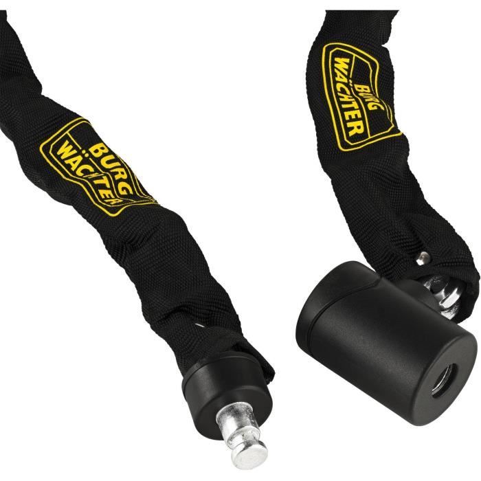 Antivol vÈlo chaÓne - BURG WACHTER - 580 90 BLACK - Acier 6 mm - Textile haute rÈsistance - 2 clÈs