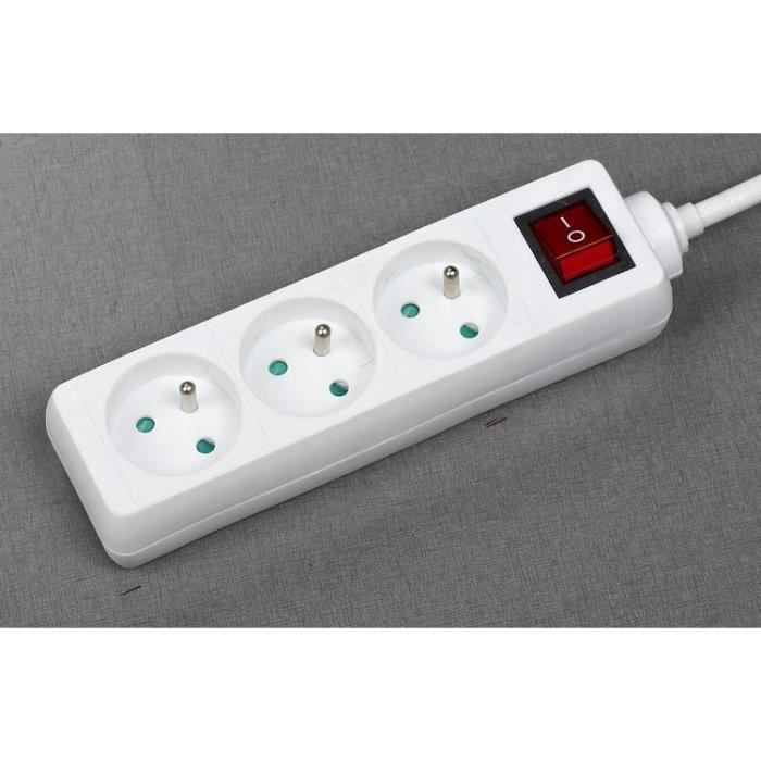 Bloc ménager - GAO - 3 prises 2P+T - Avec interrupteur, conforme NF