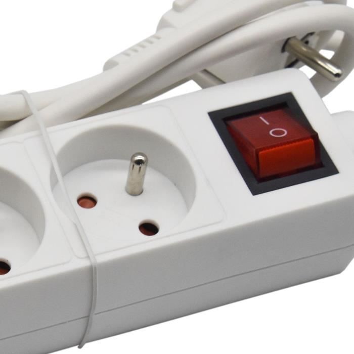 Bloc ménager - GAO - 3 prises 2P+T - Avec interrupteur, conforme NF