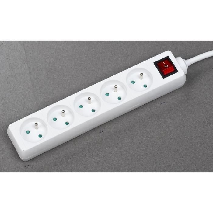 Bloc ménager - GAO - 5 prises - Avec interrupteur, câble 1,4m, protection enfants