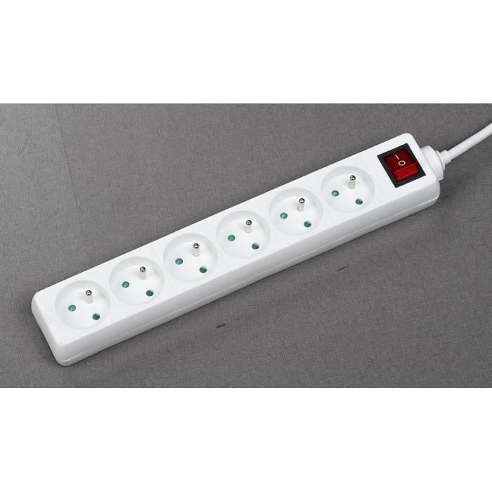 Bloc ménager - GAO - 6 prises - Avec interrupteur, câble 1,4m, protection enfants