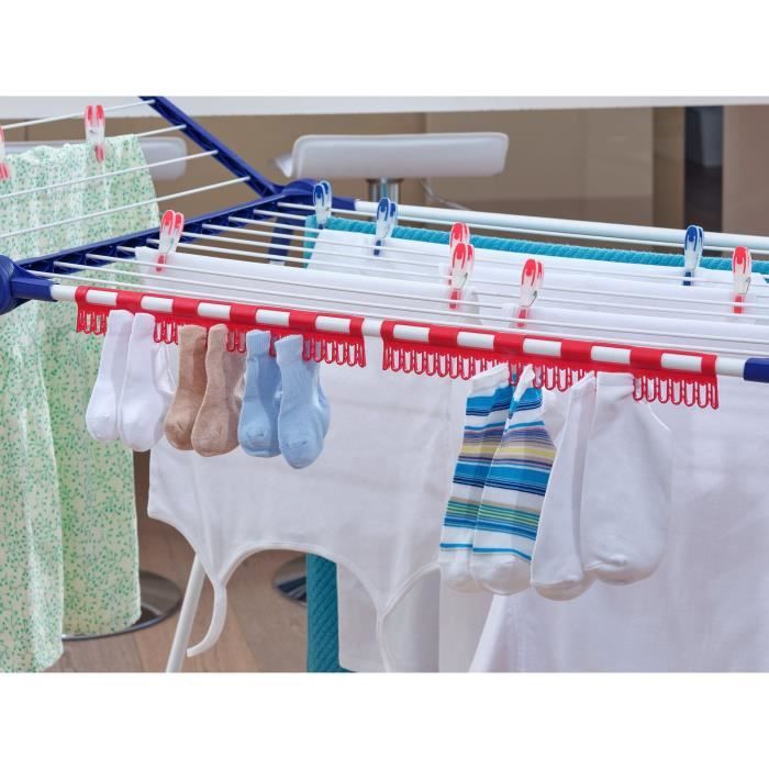 Étendoir a linge Leifheit Pegasus 160 Solid Slim 81620, séchoir a linge compact avec 16m d'étendage, tancarville robuste, blanc