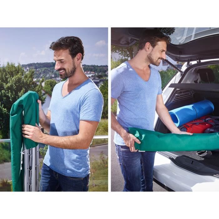 Séchoir parapluie Leifheit 140 LinoPop-Up 82500, étendoir intérieur et extérieur avec 14m d'étendage, transport et rangement facile