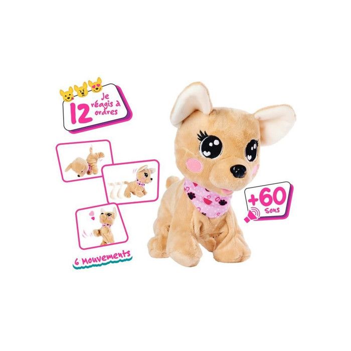 Simba - Peluche interactive - Chi Chi Love Baby Boo - 30 cm - Jouet interactif - Marron et rose - Mixte - 3 ans+