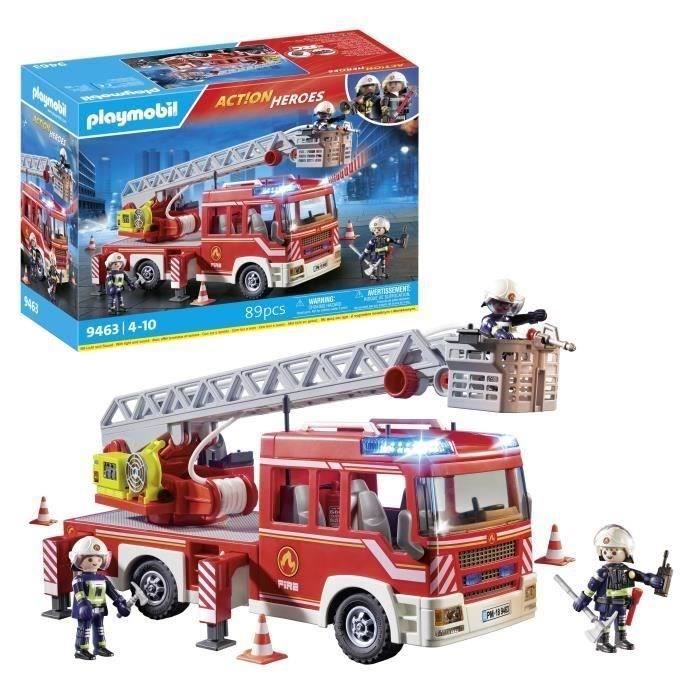PLAYMOBIL 9463 Camion de pompiers, Avec échelle pivotante, City Action, des 4 ans