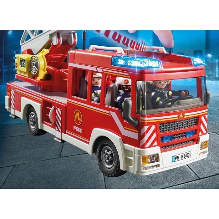 PLAYMOBIL 9463 Camion de pompiers, Avec échelle pivotante, City Action, des 4 ans