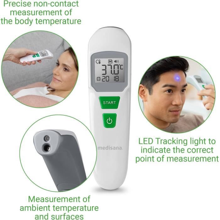 Thermometre - MEDISANA - TM 760 - Sans contact - Mesure précise viseur LED - Signal sonore - Mémoires - Dispositif medical certifié