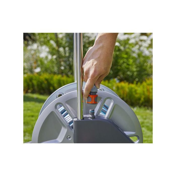 Enrouleur de tuyau GARDENA CleverRoll M métal – Tuyau Classic 25m Ř15mm – Adapté petit jardin – Kit complet (18543-26)