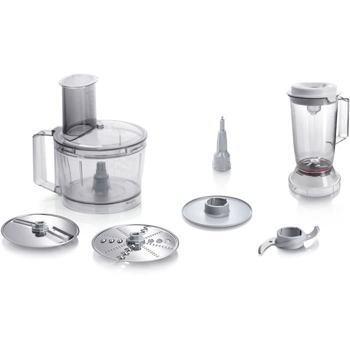 Robot multifonctions BOSCH MultiTalent3 - Blanc - 800 W - 2 vitesses et pulse - Bol mélangeur 2,3 L - Bol mixeur 1 L - 2 disques