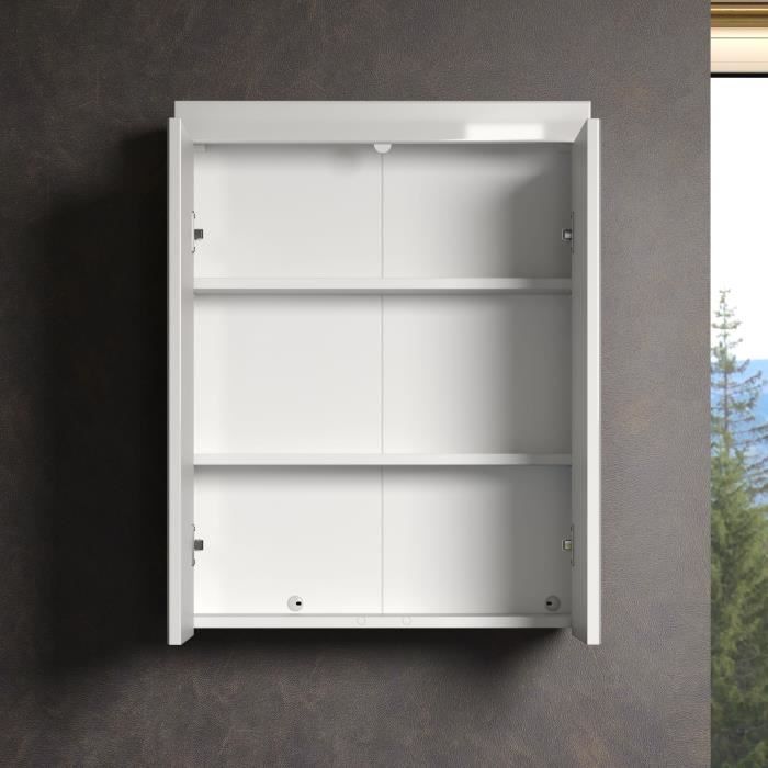 Armoire Miroir - AMANDA - 2 portes miroir - L60 x P17 x H77 cm - Blanc