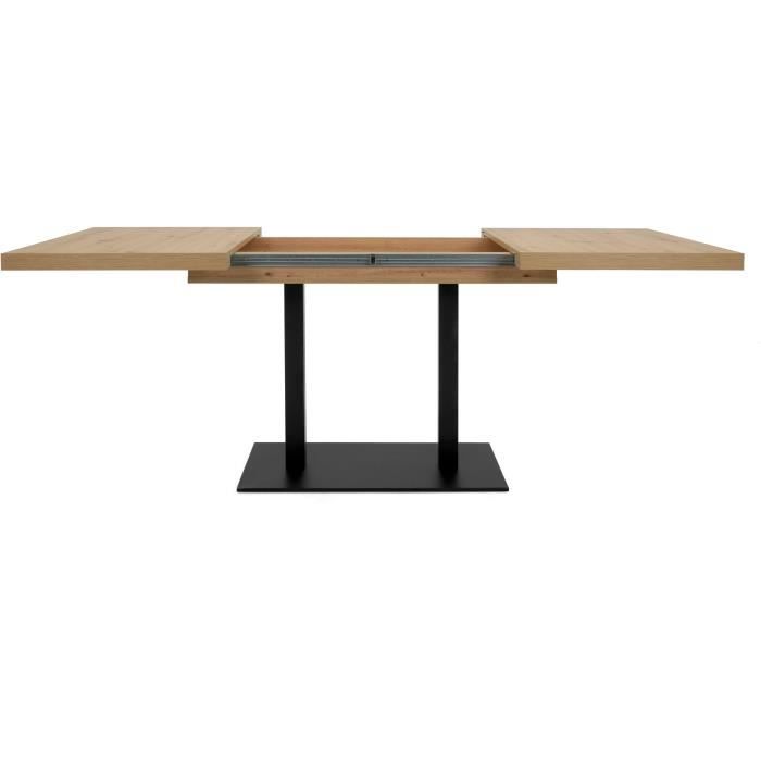 Table a manger extensible - ORLANDO - Chene artisan / noir - 6 a 10 personnes - 120-200 x 75 x 80 cm