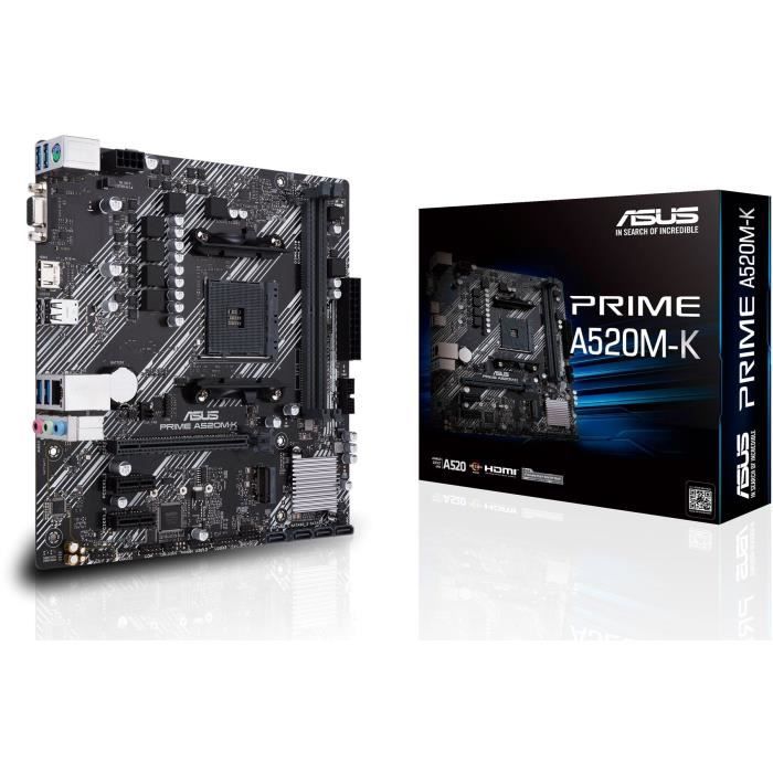 Carte mere - ASUS - PRIME A520M-K - AMD A520 - Emplacement AM4 micro ATX