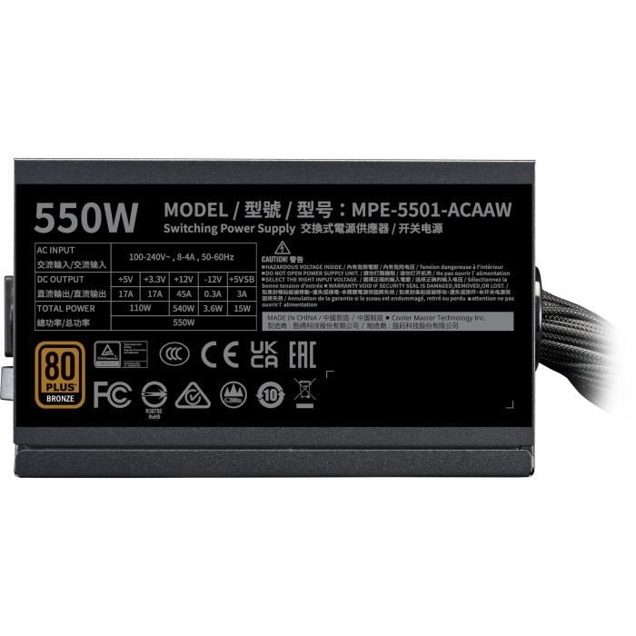 Alimentation PC - COOLER MASTER - MPE-5501-ACABW-BEU - MWE 550W V2 - 80+ BRONZE - 550 W