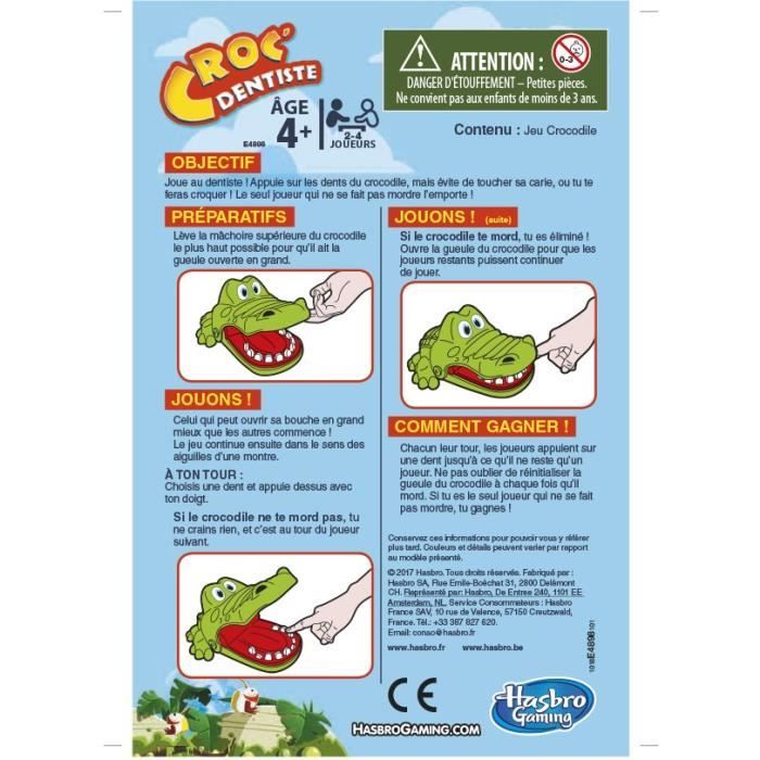 Croc' Dentiste, Jeu de société pour les petits, Jeu fun, Version française, Hasbro Gaming, Des 4 ans