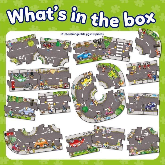 Puzzle - ORCHARD - Giant route Road - 20 grosses pieces interchangeables - Theme vÈhicules - a partir de 3 ans