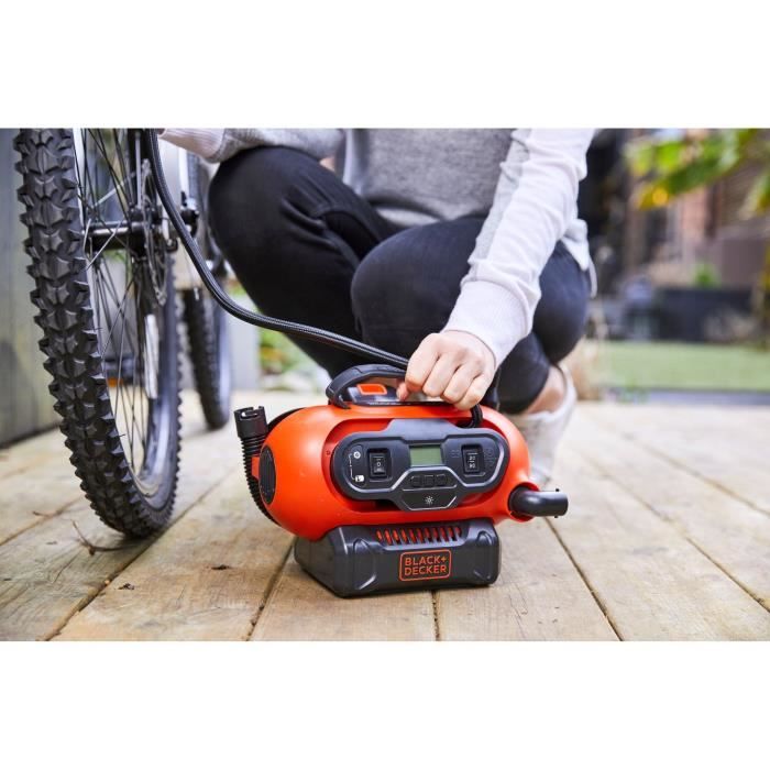 Gonfleur compresseur filaire ou sans fil - BLACK+DECKER - BDCINF18N-QS - 18V - 11 BARS/ 160 PSI - sans batterie