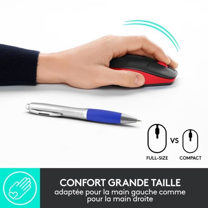 Souris - Sans fil - Logitech - M190 - Rouge