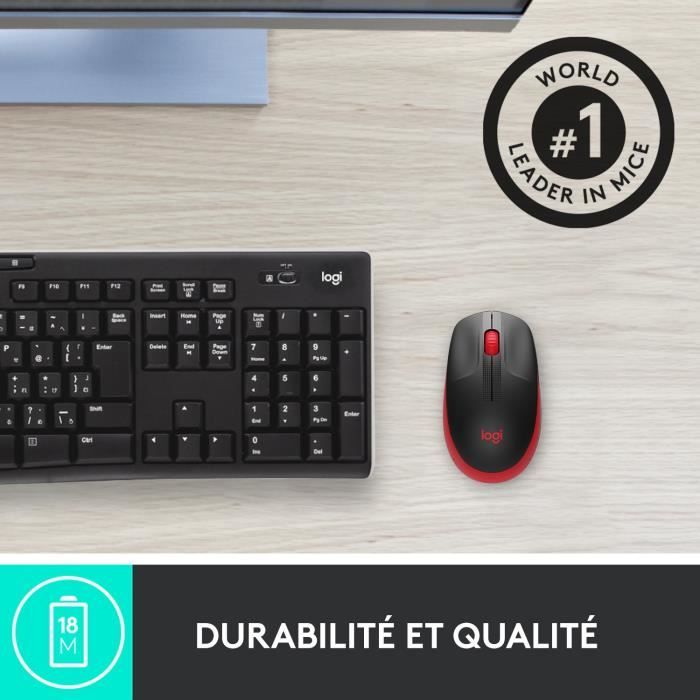 Souris - Sans fil - Logitech - M190 - Rouge