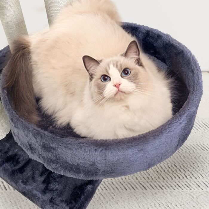 GARFIELD Arbre a chat gris fonÁÈ 55 x 40 x 116 cm - 1 tunnel, 4 plateformes, poteaux a griffer