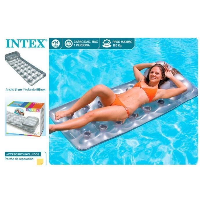 Tapis gonflable - Intex - Bouée - 90620 - Couleur gris - Couleur argent - Mixte