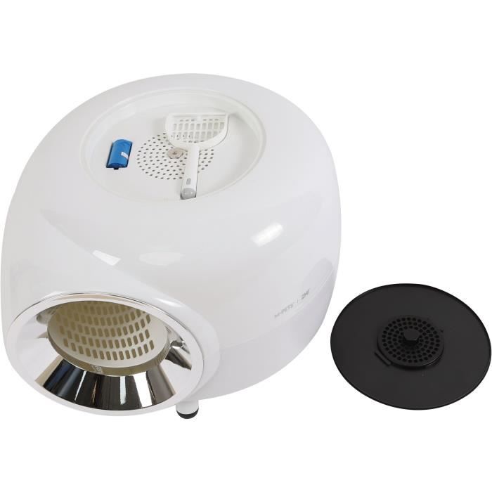 Maison de toilette pour chat - Mpets - SPACE I Blanche - Ergonomique - Filtre inclus - Facile a nettoyer