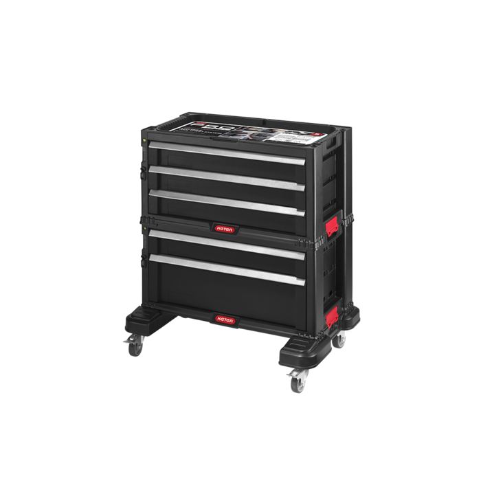 Coffre a outils modulaire - Keter - Noir - 5 tiroirs - 4 roues - Résine