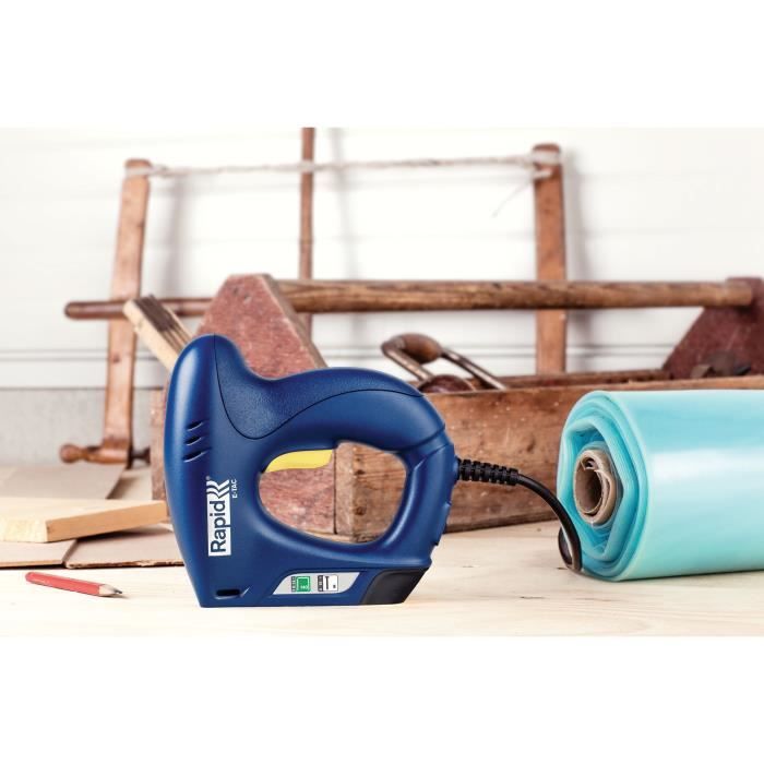Agrafeuse électrique - RAPID - E-TAC professionnelle - Pour agrafes et clous - Coffret (Boîte+Agrafeuse+Agrafes/Clous) - (5000576)
