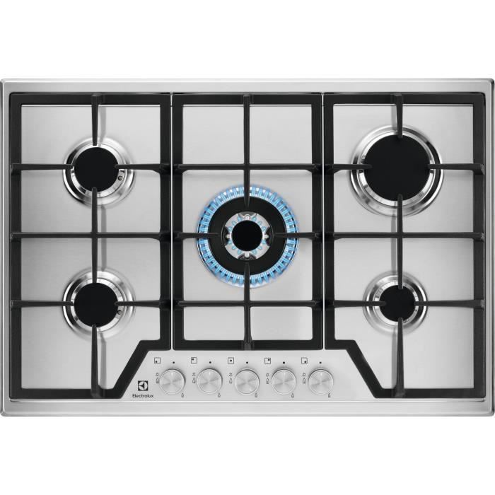 Plaque de cuisson a gaz - ELECTROLUX - 5 foyers - 74,4 x 51 cm - KGS7536SX - Inox