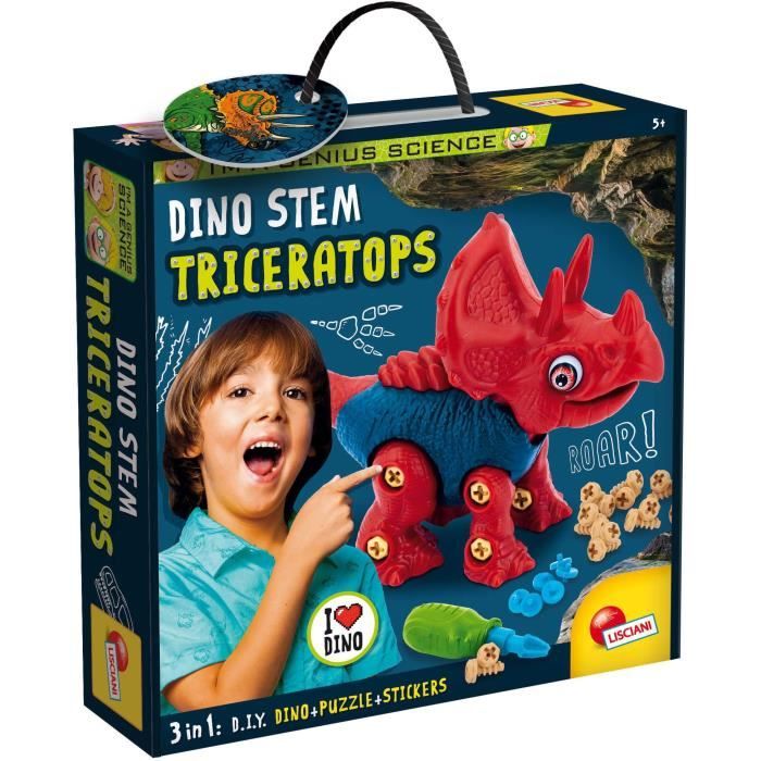Dino STEM - LISCIANI - I'm a Genius - Construis ton Triceratops - Puzzle et autocollants - STEM Èducatif