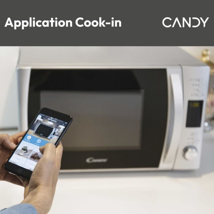 Micro-ondes Gril Candy Essenza - CMXG30DS - 900W - 30L - Argent - Fonction DÈcongÈlation - 5 Niveaux de Puissance - 10 Menus Auto