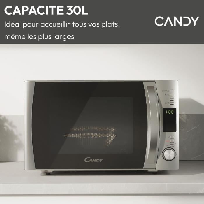 Micro-ondes Gril Candy Essenza - CMXG30DS - 900W - 30L - Argent - Fonction DÈcongÈlation - 5 Niveaux de Puissance - 10 Menus Auto