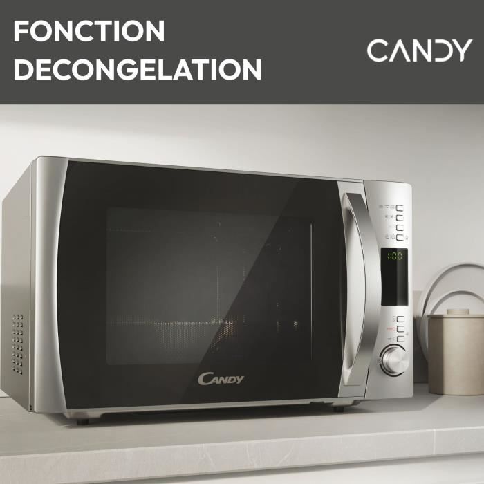 Micro-ondes Gril Candy Essenza - CMXG30DS - 900W - 30L - Argent - Fonction DÈcongÈlation - 5 Niveaux de Puissance - 10 Menus Auto