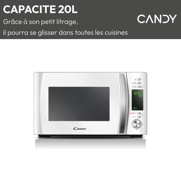 Micro-ondes Candy Timeless CMXW20DW 700W 20L Digital Blanc - Fonction DÈcongÈlation - 5 Niveaux de Puissance - 10 Menus Auto