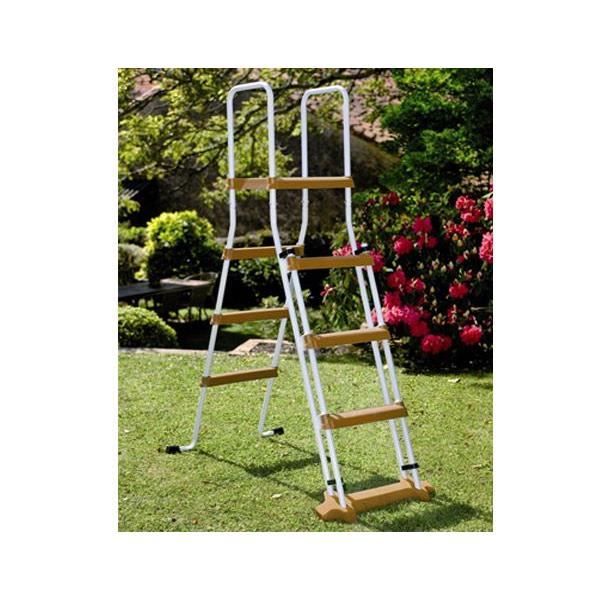 GRE - Kit Piscine hors sol acier ronde imitation bois - ÿ480 x H132 cm (LivrÈe avec filtre a sable + Èchelle)