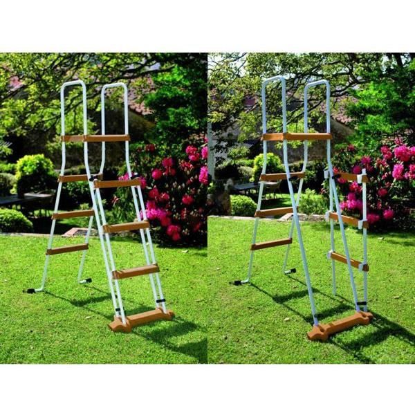 GRE - Kit Piscine hors sol acier ronde imitation bois - ÿ480 x H132 cm (LivrÈe avec filtre a sable + Èchelle)