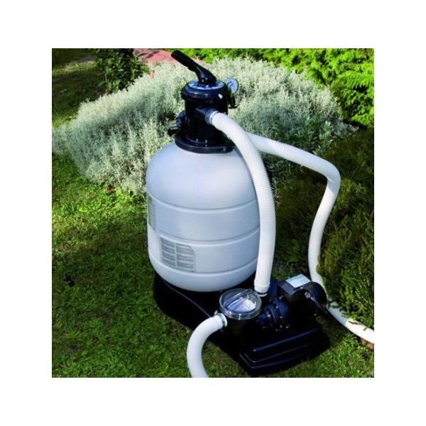 GRE - Kit Piscine hors sol acier ronde imitation bois - ÿ480 x H132 cm (LivrÈe avec filtre a sable + Èchelle)