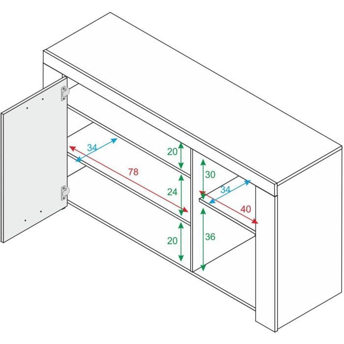 Buffet - AMBIT - Effet béton satiné / Blanc Artik - 3 portes
