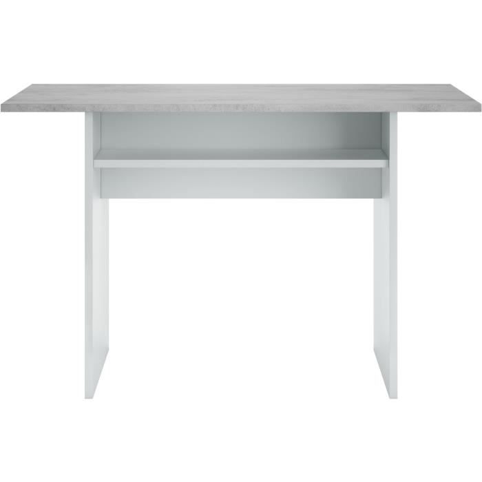 Table d'appoint dÈpliante / console TAVOLO - MÈlaminÈ gris bÈton - L 120 x P 35/70 x H 75/77 cm