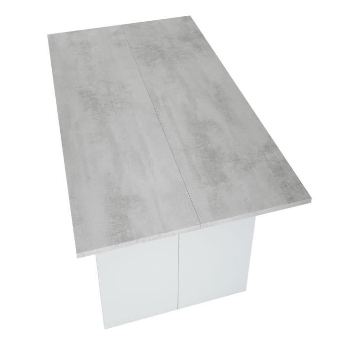 Table d'appoint dÈpliante / console TAVOLO - MÈlaminÈ gris bÈton - L 120 x P 35/70 x H 75/77 cm