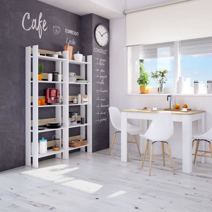 Table a manger LILIAN L109 x P67cm - Blanc / Bois