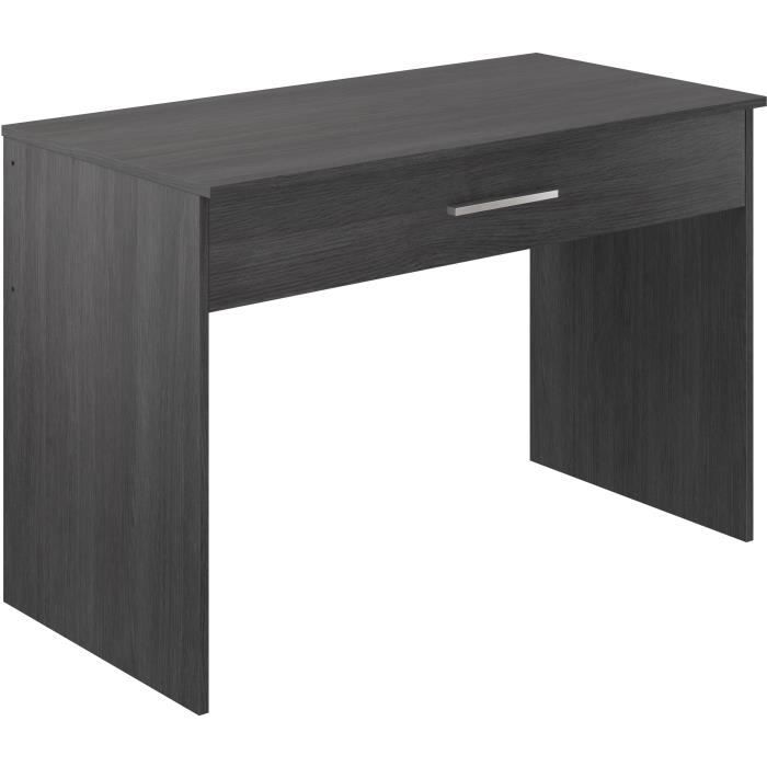Bureau grand tiroir - MÈlaminÈ gris cendrÈ - 110 x 56 x 81,5 cm