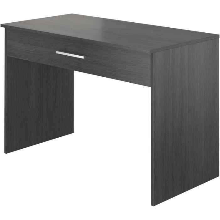 Bureau grand tiroir - MÈlaminÈ gris cendrÈ - 110 x 56 x 81,5 cm