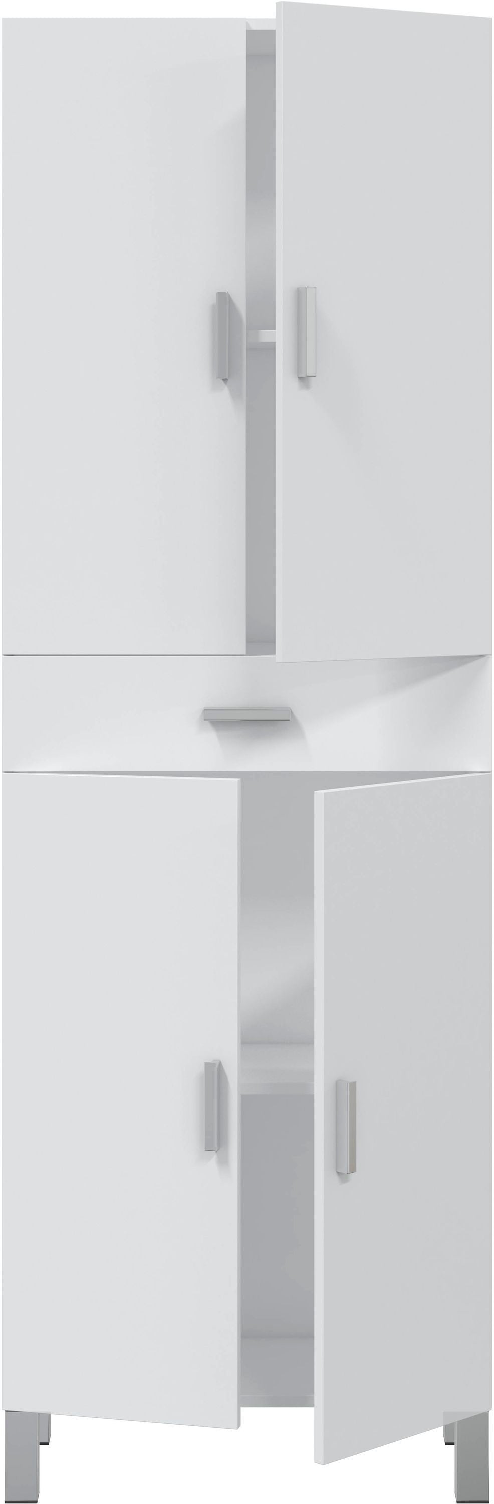 Colonne de salle de bain - ARUBA - Blanc brillant - 4 portes - 1 tiroir - 60 x 29 x 182 cm