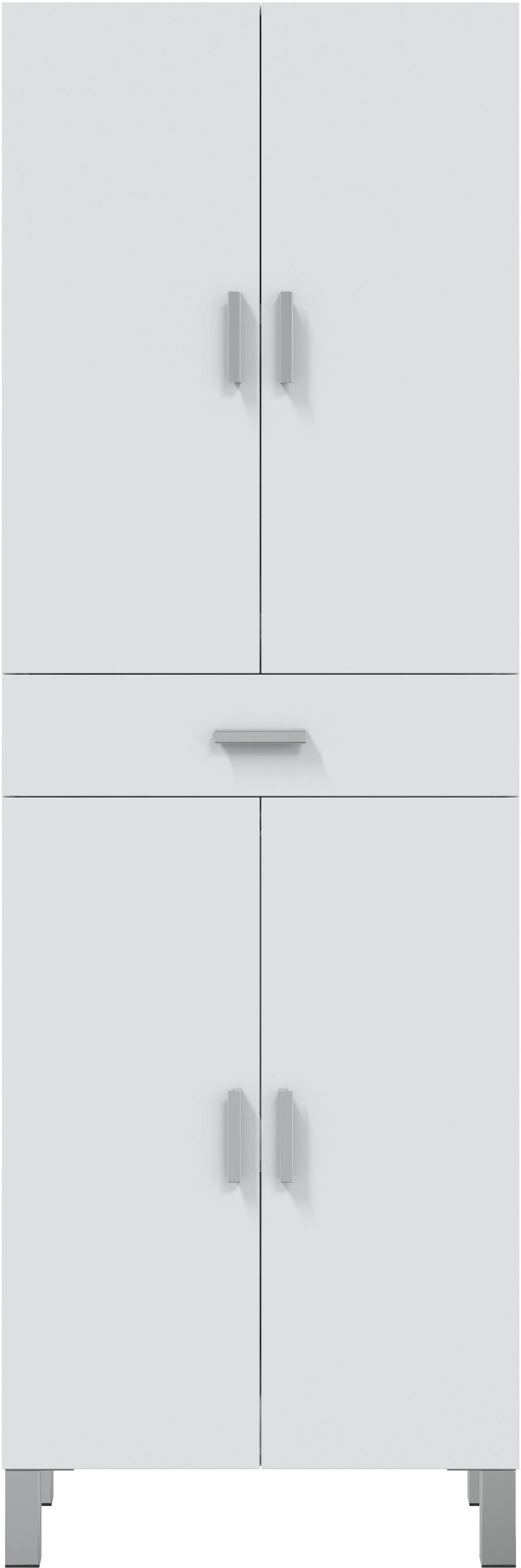 Colonne de salle de bain - ARUBA - Blanc brillant - 4 portes - 1 tiroir - 60 x 29 x 182 cm